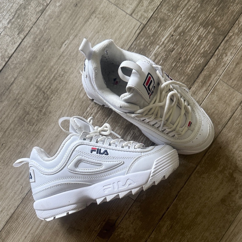 Fila Kids White and Blue Sneakers